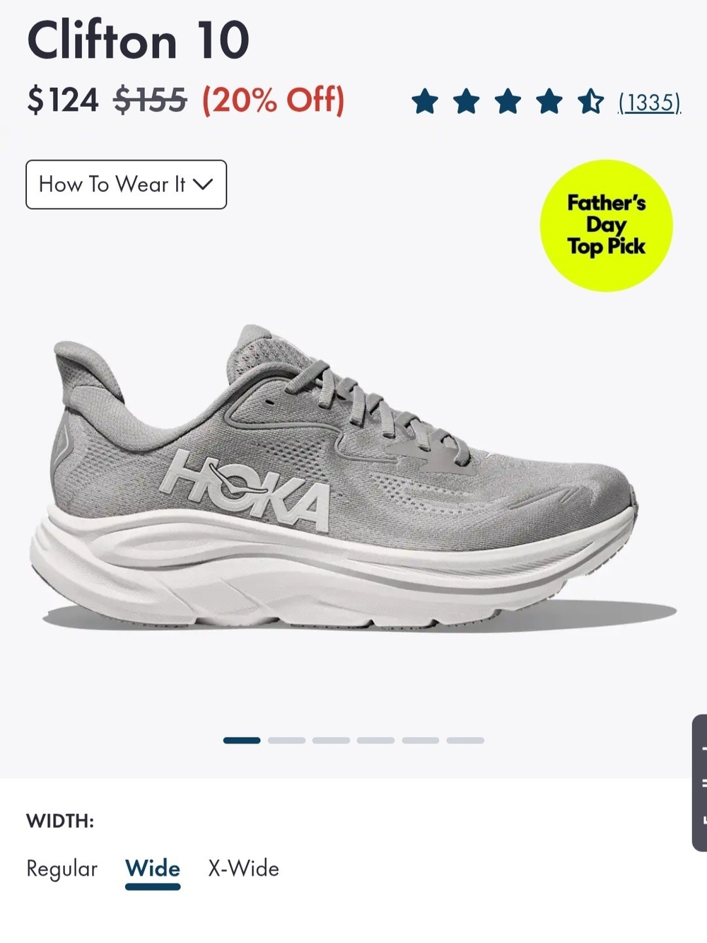 Hoka Clifton 10 Running Shoe — Light Gray and White